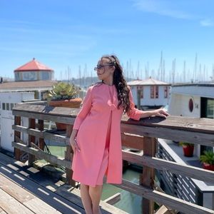 Vintage 1960’s custom made coral 2-piece set dress with jacket